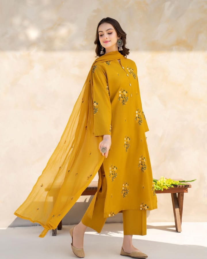 Tulip Mustard Embroidery 2Pc