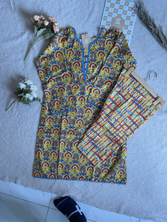 Yellow Floral Cotton Ensemble