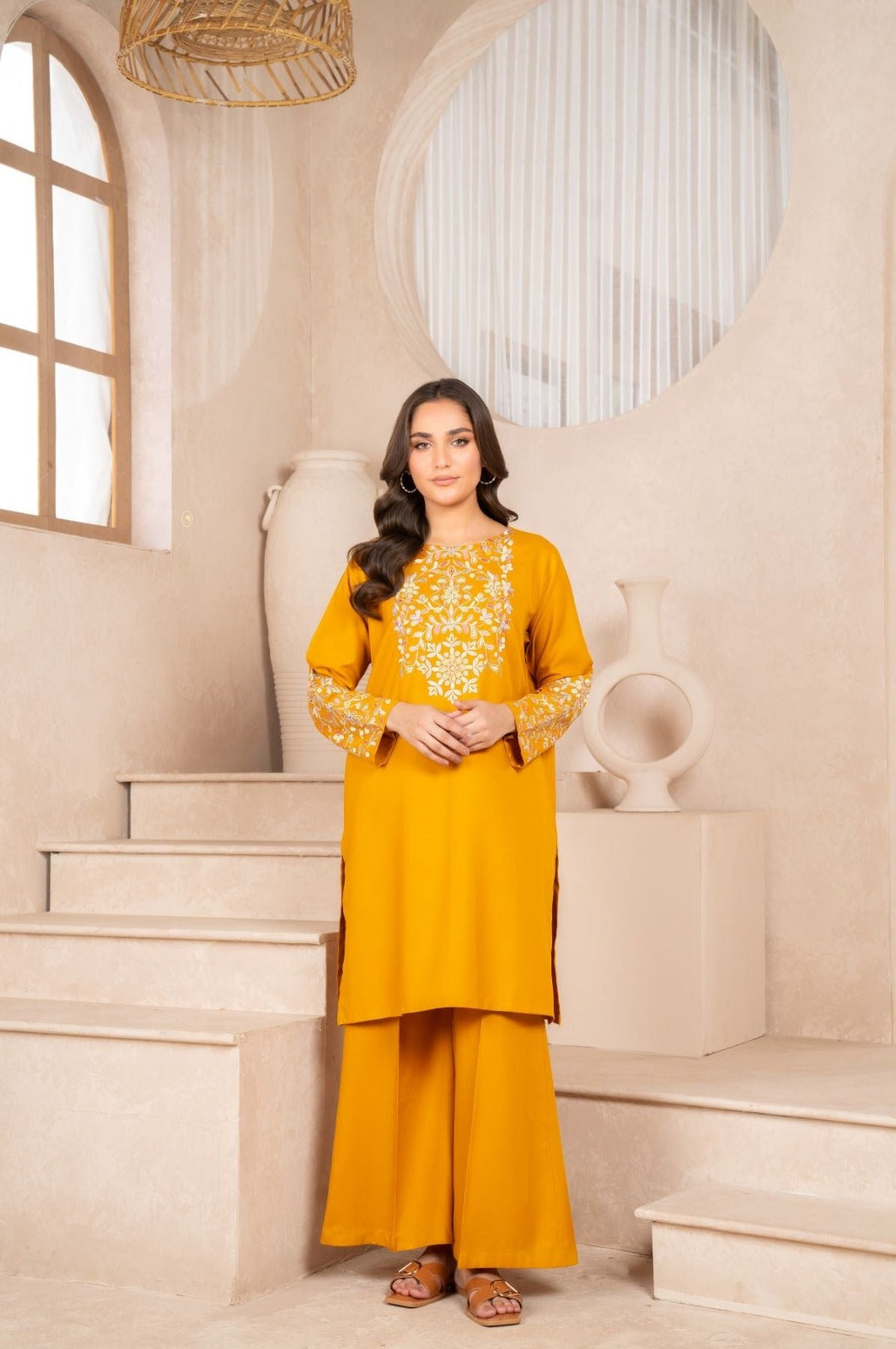 Mustard Dusky Bloom 2Pc – Premium Dhank