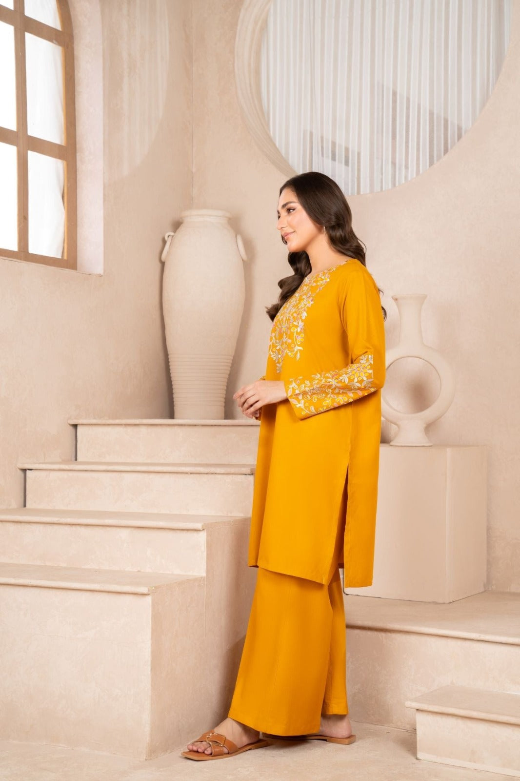 Mustard Dusky Bloom 2Pc – Premium Dhank