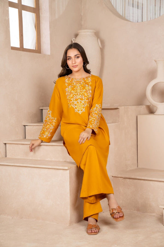 Mustard Dusky Bloom 2Pc – Premium Dhank