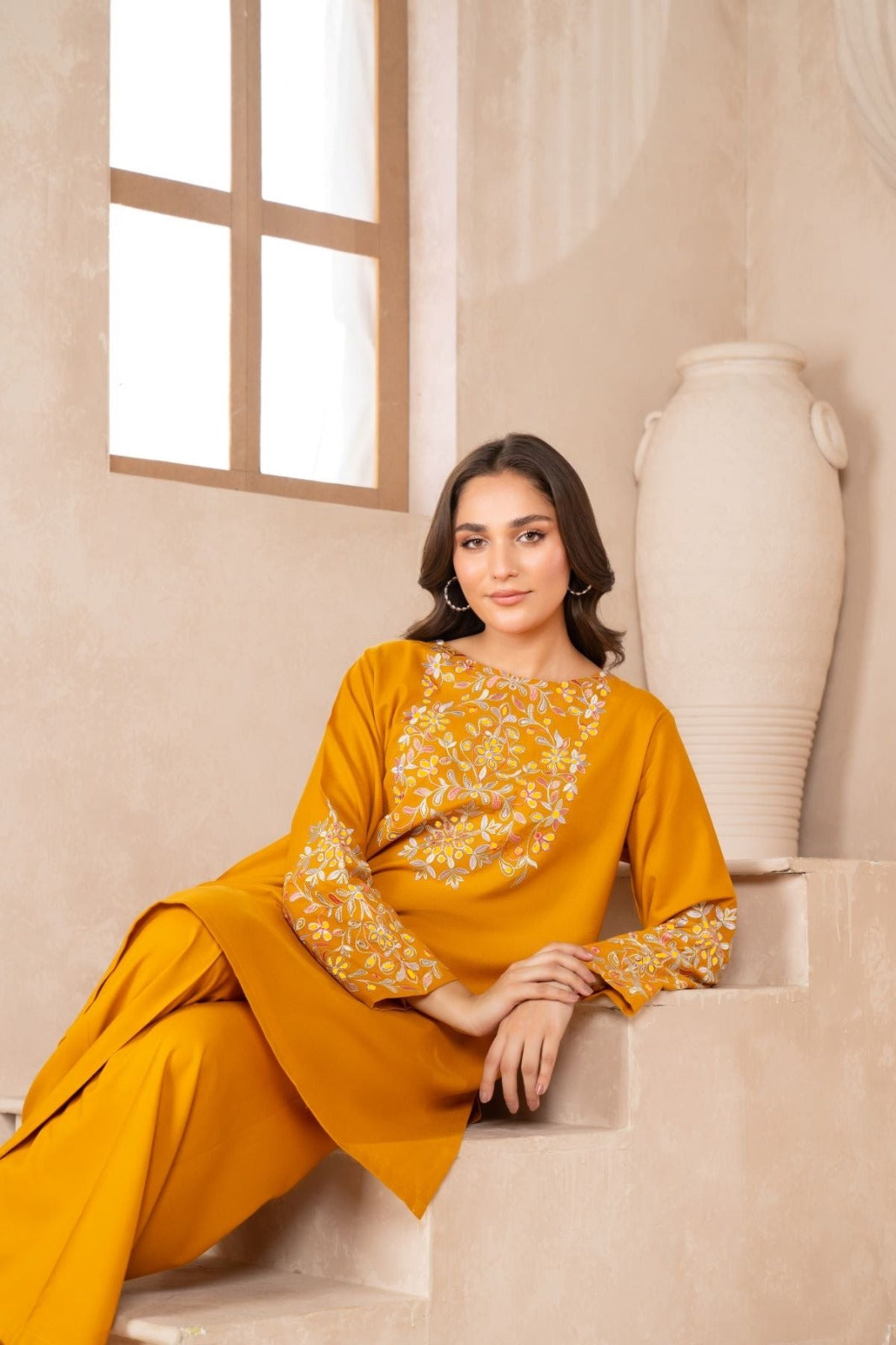 Mustard Dusky Bloom 2Pc – Premium Dhank